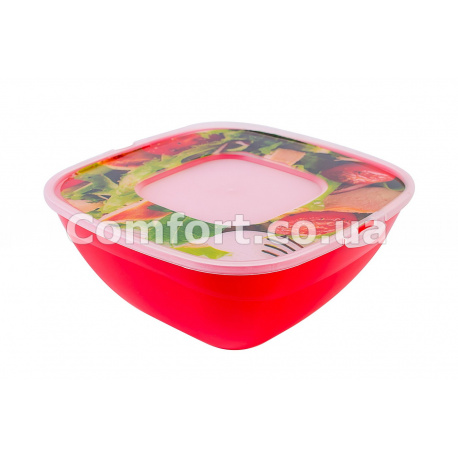 Салатник Весна 1,5л квадратный с рисунком