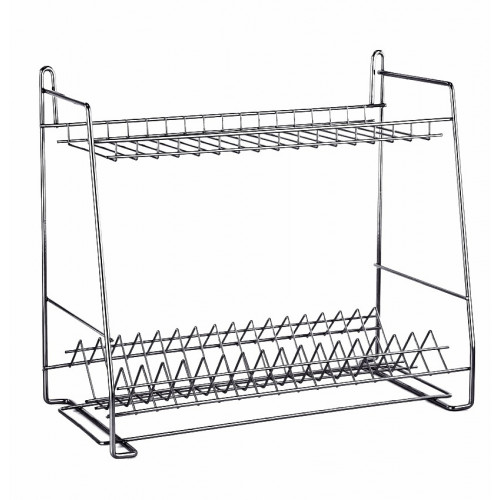 Сушилка металл для посуды трапеция 2-яр хром 40см