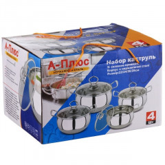 Кастрюли 2061   4шт крышка стекло 2