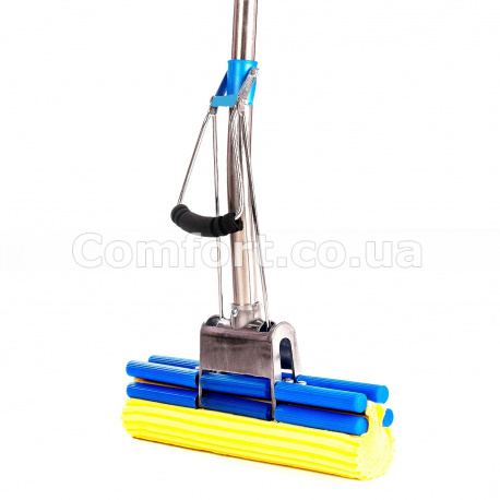 Швабра 2-й отжим 8004 изгиб хром телескоп голубая