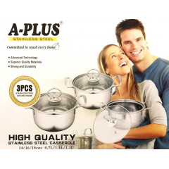 Кастрюли 2063   3шт крышка стекло 2