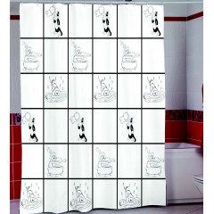 Штора Миранда DOLCE VITA на белом черные котики