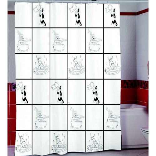 Штора Миранда DOLCE VITA на белом черные котики