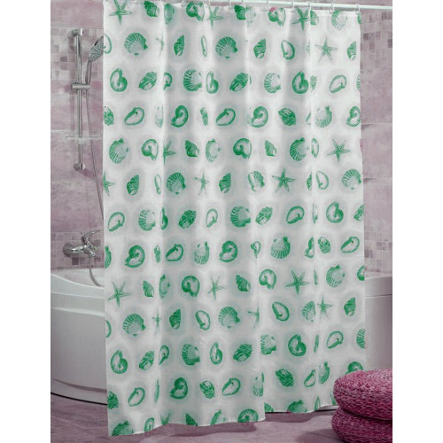 Штора Миранда STAR FISH зеленая ракушки