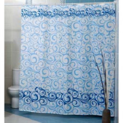 Штора Миранда MOTIVES голубые завитушки