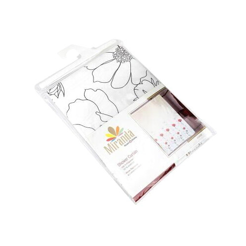 Штора Миранда BODRUM красные с черным цветочки