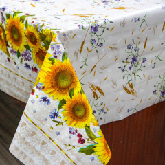 Клейонка 1,37*25м рулон ПВХ на нетканій основі 8855B кант соняшники