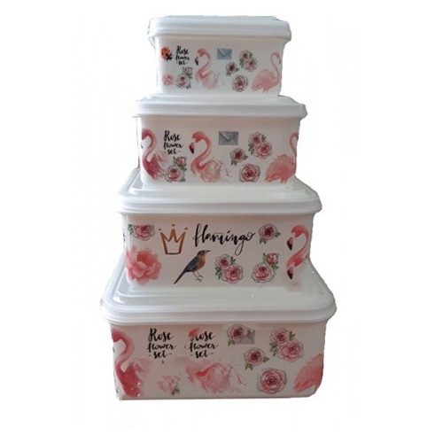 Судочки 236PF пластик с рисунком 4шт прямоугольные