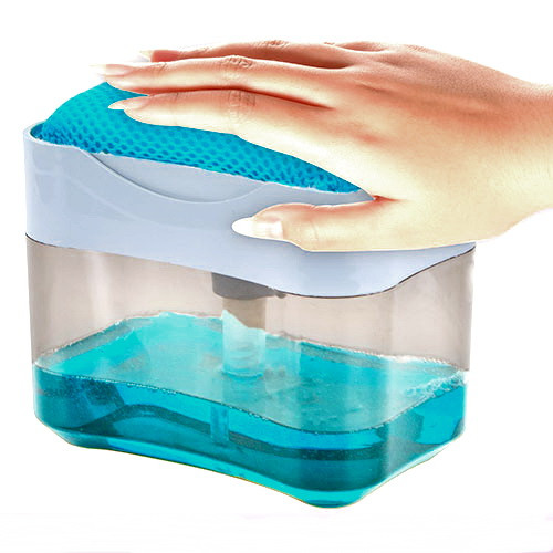 Кухонный диспенсер с дозатором и мочалкой 