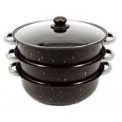 Каструля пароварка 3-х рівнева 2068 мармур 28см 2