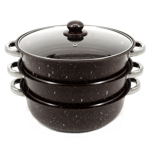 Кастрюля пароварка 3-х уровневая 2068 нерж 28см 