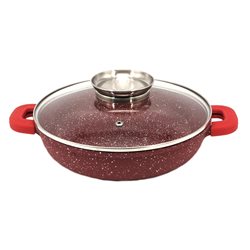 Сковорода 1998 мрамор ручки силикон 24см с крышкой