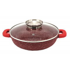 Сковорода 1998 мармур ручки силікон 24см з кришкою