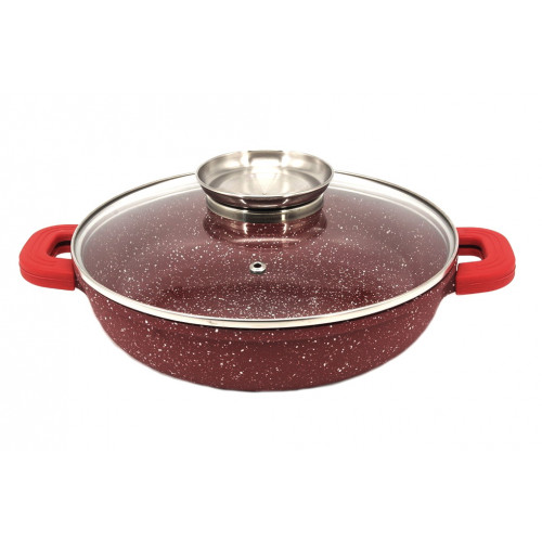 Сковорода 1998 мрамор ручки силикон 24см с крышкой