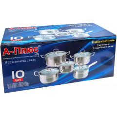 Кастрюли 1295 набор 5шт крышка стекло 2