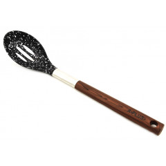 Ложка гарнірна 0348 тефлон мармур з прорізами 34см