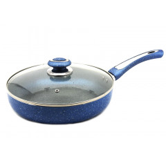 Сковорода 1116 мармур 22см з кришкою синій