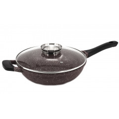 Сковорода 1497 WOK мармур 28см з кришкою чорний