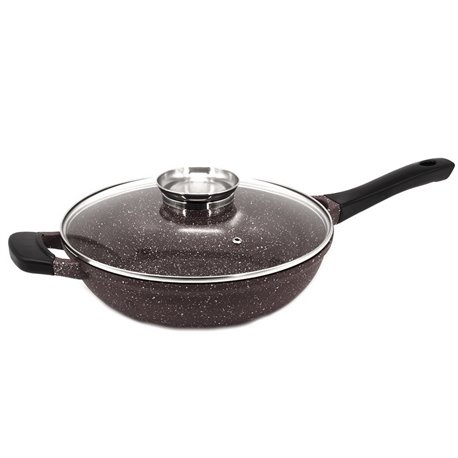 Сковорода 1497 WOK мрамор 28см с крышкой черный