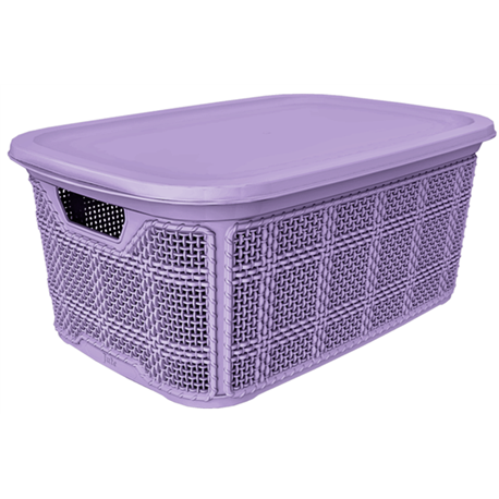 Корзина AK-600 плетенка 5,0л с крышкой фиолетовый