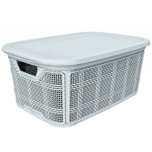 Корзина AK-601 плетенка 10л с крышкой белый