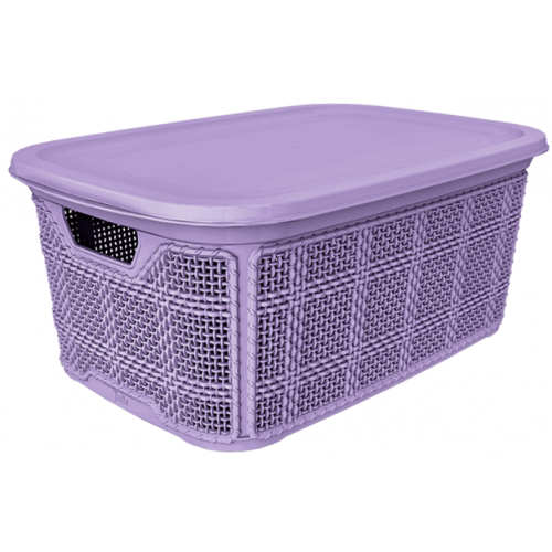 Кошик AK-601 плетінка 10л з кришкою фіолетовий