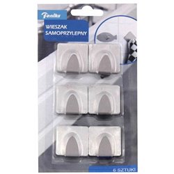 Крючок 1уп-6шт на самоклейке металл Квадрат 48779