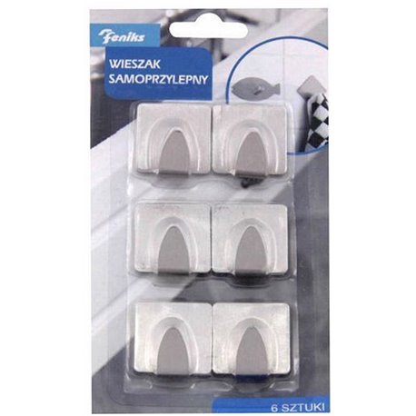 Крючок 1уп-6шт на самоклейке металл Квадрат 48779