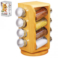 Специи MS-0371 на деревянной подставке Woody 8шт 14х14х25,5см 