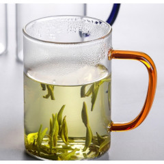Чашка 7022 стекло 450мл ручка оранжевая 2