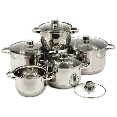 Кастрюли 1297 набор 5шт крышка стекло