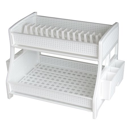 Сушилка для посуды 2-яр Плетенка два поддона в коробке белый