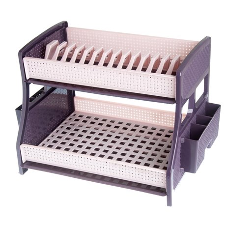 Сушарка для посуду 2-яр Плетінка два піддони у коробці пудра-баклажан