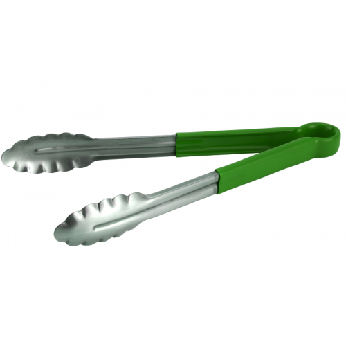 Щипці нерж 25см кольорова ручка середні №9