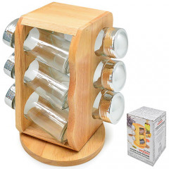 Спецовница MS-0369 на деревянной подставке Woody 6шт 13,5х13,5х20,5см