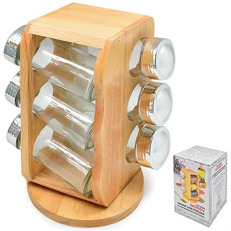 Спецівниця MS-0369 на дерев'яній підставці Woody 6шт 13,5х13,5х20,5см