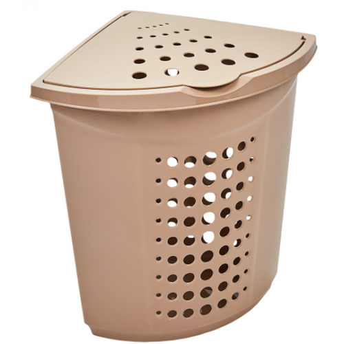 Корзина для білизни алеана 45л кутова 122051 кремовий