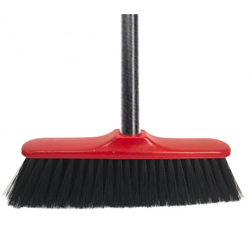 Метла-щетка для пола 27см с металлическим черенком красный пластик