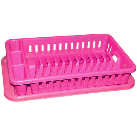 Сушилка для посуды 1-яр на 12 тарелок Консенсус розовый