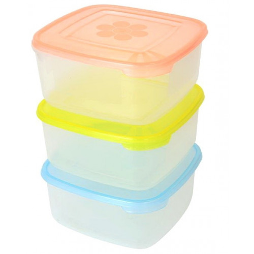 Судок Ромашка квадратный 0,40л набор 3шт 70252