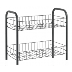 Этажерка прямоугольная металл 2 яруса 43см черный
