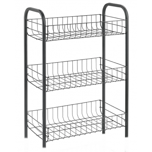 Этажерка прямоугольная металл 3 яруса 43см черный