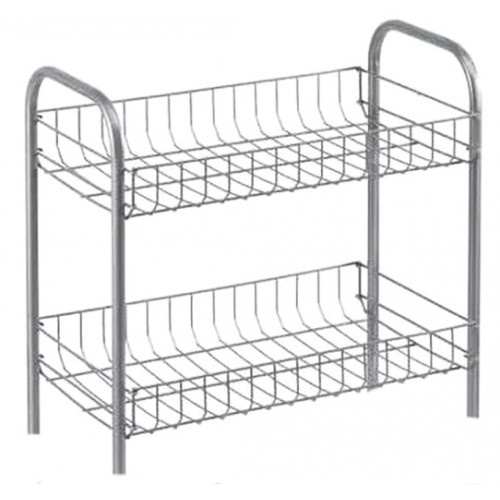 Этажерка прямоугольная металл 2 яруса 43см хромированный