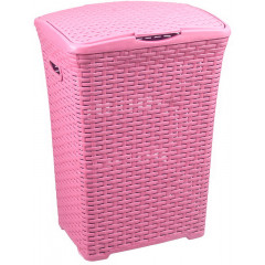 Корзина для белья 50л Ротанг розовый