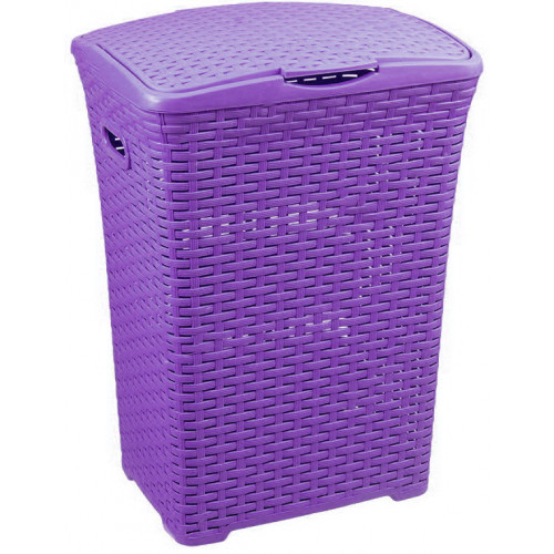 Корзина для белья 50л Ротанг фиолетовый
