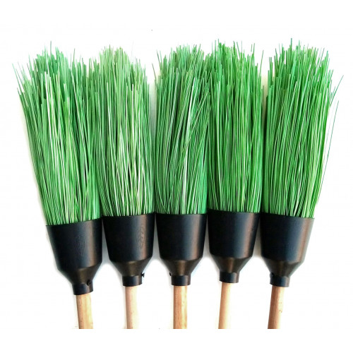 Мітла Гор кругла з дерев'яним держаком велика 40см