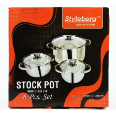 Каструлі 0496 набір 3шт кришка скло 2