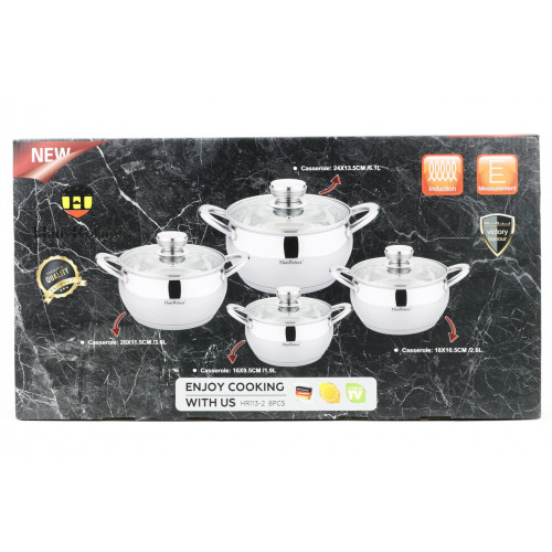 Кастрюли 113-2 набор 4шт крышка стекло