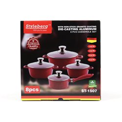 Кастрюли 1507 Styleberg набор 4шт мрамор черный 2
