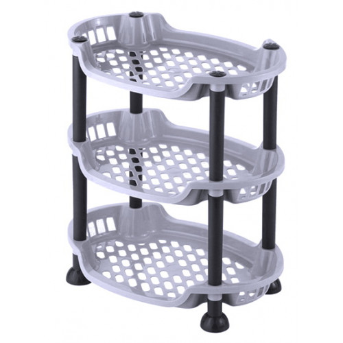 Этажерка на стол 3-яр 5159 04 овал 29,5х21х44см металлик